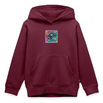 90er-Vibes: Walkman-Kult im Comic-Look - Kinder Premium Organic Hoodie - Burgunderrot - Vorne - AI Model Kid Female (0cm)