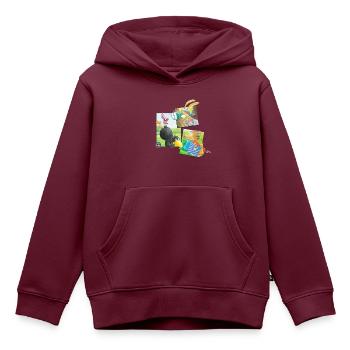 Der kleine Rabe Socke mit Wildschwein u. Hase - Kinder Premium Organic Hoodie - Burgunderrot - Vorne - AI Model Kid Female (0cm)