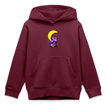Eule vor Mondsichel - Kinder Premium Organic Hoodie - Burgunderrot - Vorne - AI Model Kid Female (0cm)