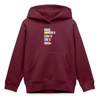 Sesamstraße Cookie Monster, Elmo, Bert, Ernie - Kinder Premium Organic Hoodie - Burgunderrot - Vorne - AI Model Kid Female (0cm)