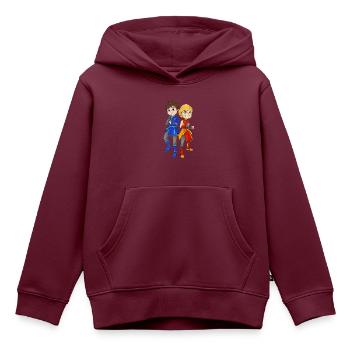 Freundschaft - Kinder Premium Organic Hoodie - Burgunderrot - Vorne - AI Model Kid Female (0cm)