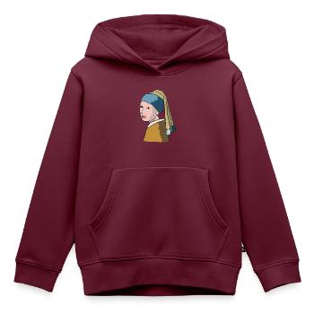 Mädchen mit der (Perle) - Kinder Premium Organic Hoodie - Burgunderrot - Vorne - AI Model Kid Female (0cm)