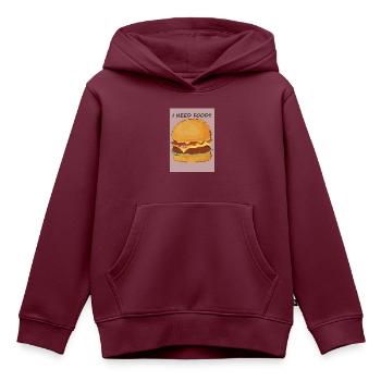 I need food - Kinder Premium Organic Hoodie - Burgunderrot - Vorne - AI Model Kid Female (0cm)