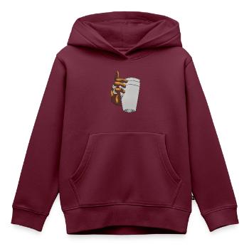 becher - Kinder Premium Organic Hoodie - Burgunderrot - Vorne - AI Model Kid Female (0cm)