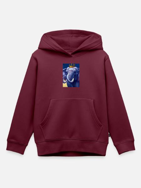 Elefant mit Krone - Kinder Premium Organic Hoodie - Burgunderrot