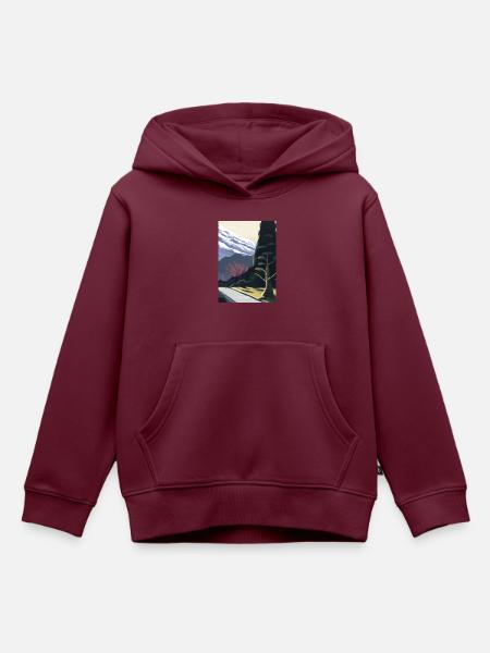 Pfad zu einem Berg - Kinder Premium Organic Hoodie - Burgunderrot