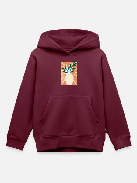 Florale Blumenformen - Kinder Premium Organic Hoodie - Burgunderrot