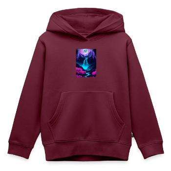 Mystischer Wasserfall - Kinder Premium Organic Hoodie - Burgunderrot - Vorne - AI Model Kid Female (0cm)