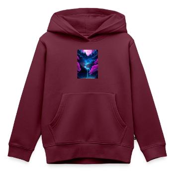 Mystischer Wasserfall - Kinder Premium Organic Hoodie - Burgunderrot - Vorne - AI Model Kid Female (0cm)