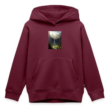 Wasserfall in der Natur - Kinder Premium Organic Hoodie - Burgunderrot - Vorne - AI Model Kid Female (0cm)