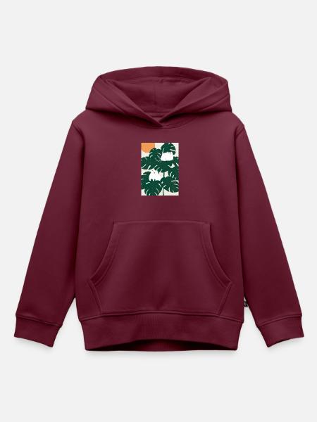 Katzen auf Leafs - Kinder Premium Organic Hoodie - Burgunderrot