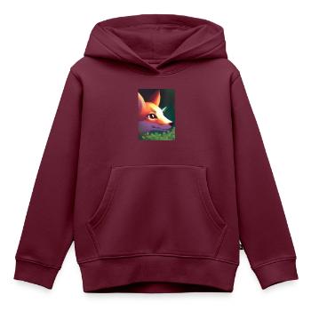Niedliche Fuchs-Malerei - Kinder Premium Organic Hoodie - Burgunderrot - Vorne - AI Model Kid Female (0cm)