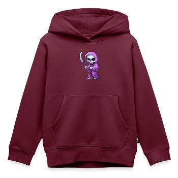 Graffiti Sensenmann Sticker - Kinder Premium Organic Hoodie - Burgunderrot - Vorne - AI Model Kid Female (0cm)