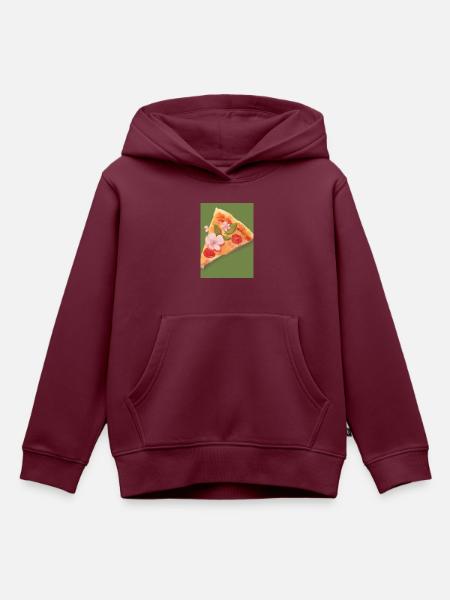 Blümchen-Pizza - Kinder Premium Organic Hoodie - Burgunderrot
