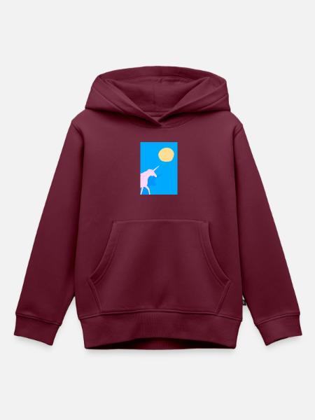 Minimales Einhorn - Kinder Premium Organic Hoodie - Burgunderrot
