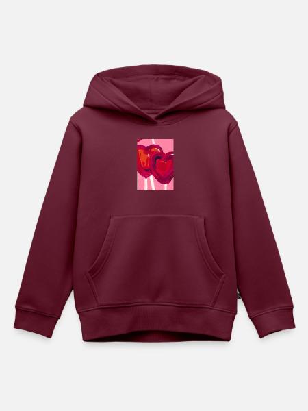 Herz-Lollipop - Kinder Premium Organic Hoodie - Burgunderrot