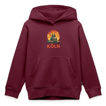 Köln "Kölner Dom" - Kinder Premium Organic Hoodie - Burgunderrot - Vorne - AI Model Kid Female (0cm)