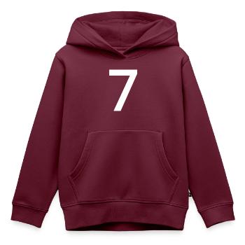 Vintage Sieben - Kinder Premium Organic Hoodie - Burgunderrot - Vorne - AI Model Kid Female (0cm)