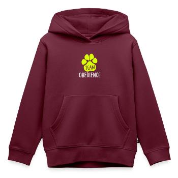 Team Obedience - Hundesport - Hundepfote - Kinder Premium Organic Hoodie - Burgunderrot - Vorne - AI Model Kid Female (0cm)