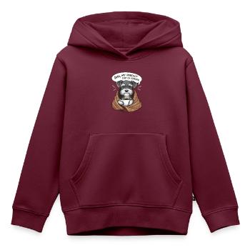 Zwergschnauzer mit Decke und Kaffeetasse - Kinder Premium Organic Hoodie - Burgunderrot - Vorne - AI Model Kid Female (0cm)