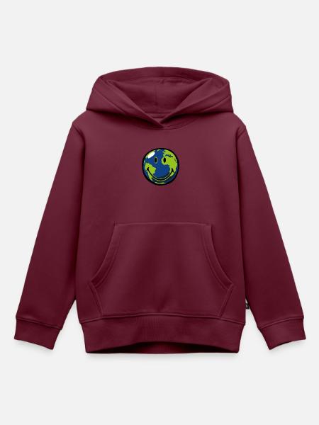 Smiley Earth - Kinder Premium Organic Hoodie - Burgunderrot