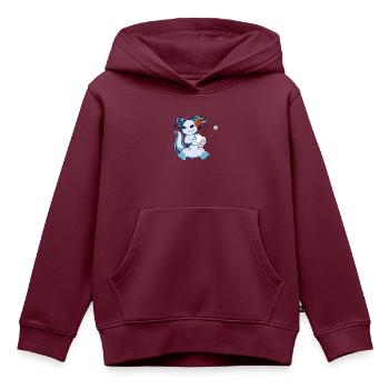 an axolotl playing videogames with a joystick - Kinder Premium Organic Hoodie - Burgunderrot - Vorne - AI Model Kid Female (0cm)