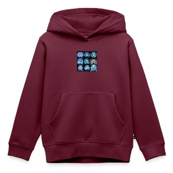 BLAUE LION Collage - Kinder Premium Organic Hoodie - Burgunderrot - Vorne - AI Model Kid Female (0cm)