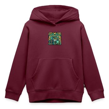 Katze mit einem Becher - Kinder Premium Organic Hoodie - Burgunderrot - Vorne - AI Model Kid Female (0cm)