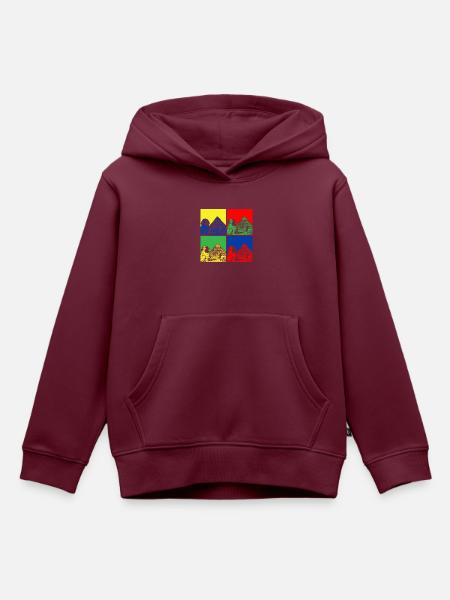 Ägyptische Legacy-Pop-Art-Sphinx-Pyramiden - Kinder Premium Organic Hoodie - Burgunderrot