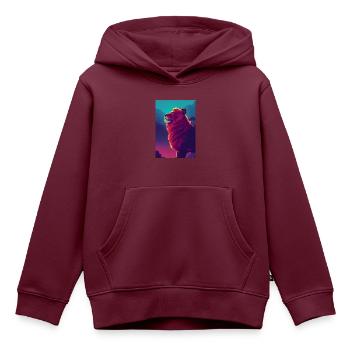 Löwe schaut in den Himmel retrofuturistisch - Kinder Premium Organic Hoodie - Burgunderrot - Vorne - AI Model Kid Female (0cm)
