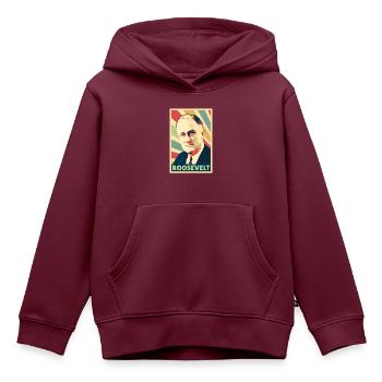 Franklin D. Roosevelt Vintage Farben - Kinder Premium Organic Hoodie - Burgunderrot - Vorne - AI Model Kid Female (0cm)