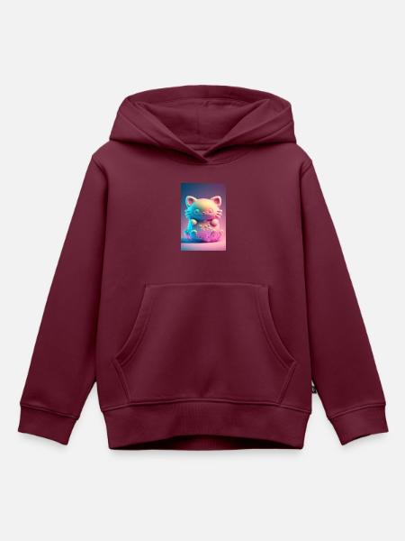Bunte Katze - Kinder Premium Organic Hoodie - Burgunderrot