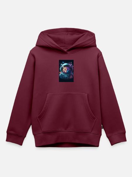 Weltraum Katze - Kinder Premium Organic Hoodie - Burgunderrot