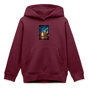 Usbekistan Moschee - Kinder Premium Organic Hoodie - Burgunderrot - Vorne - AI Model Kid Female (0cm)