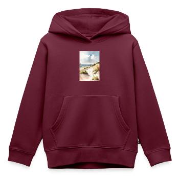 Strand und Dünen - Kinder Premium Organic Hoodie - Burgunderrot - Vorne - AI Model Kid Female (0cm)