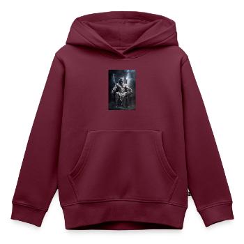 Zeus - Kinder Premium Organic Hoodie - Burgunderrot - Vorne - AI Model Kid Female (0cm)
