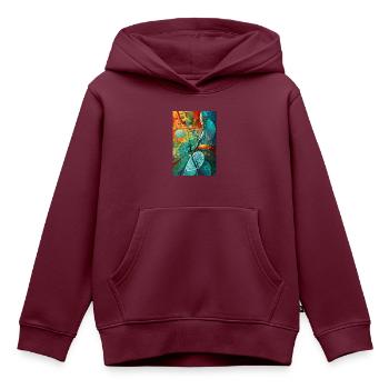 BioTech Fusion: Future Bound - Kinder Premium Organic Hoodie - Burgunderrot - Vorne - AI Model Kid Female (0cm)