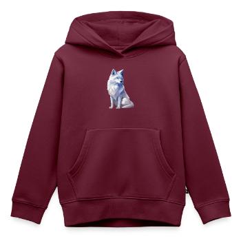 Polarfuchs im Polygon Stil - Kinder Premium Organic Hoodie - Burgunderrot - Vorne - AI Model Kid Female (0cm)