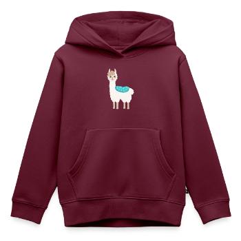 Bobby das singende Lama - Kinder Premium Organic Hoodie - Burgunderrot - Vorne - AI Model Kid Female (0cm)