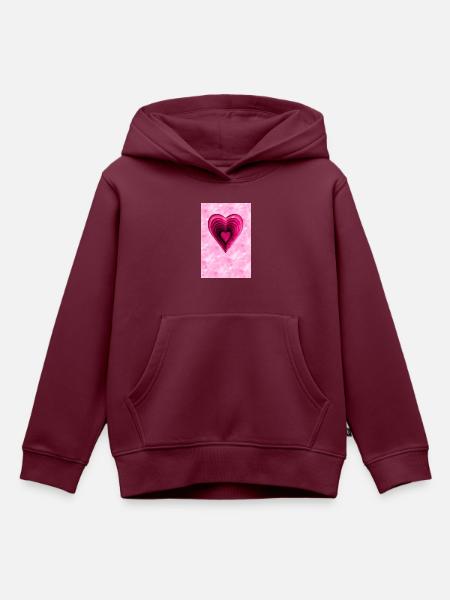 Rosa Herz - Kinder Premium Organic Hoodie - Burgunderrot