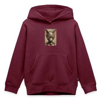 Cyber Punk Katze Sphinx - Kinder Premium Organic Hoodie - Burgunderrot - Vorne - AI Model Kid Female (0cm)