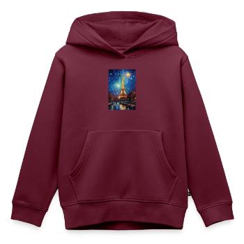 Eiffelturm - Kinder Premium Organic Hoodie - Burgunderrot - Vorne - AI Model Kid Female (0cm)