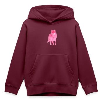wolf canis lupus wulf alphatier pink - Kinder Premium Organic Hoodie - Burgunderrot - Vorne - AI Model Kid Female (0cm)