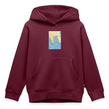 Griechenland Karte mit Städten Straßen Flüssen See - Kinder Premium Organic Hoodie - Burgunderrot - Vorne - AI Model Kid Female (0cm)
