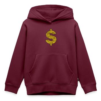 Dollarzeichen Gold - Kinder Premium Organic Hoodie - Burgunderrot - Vorne - AI Model Kid Female (0cm)