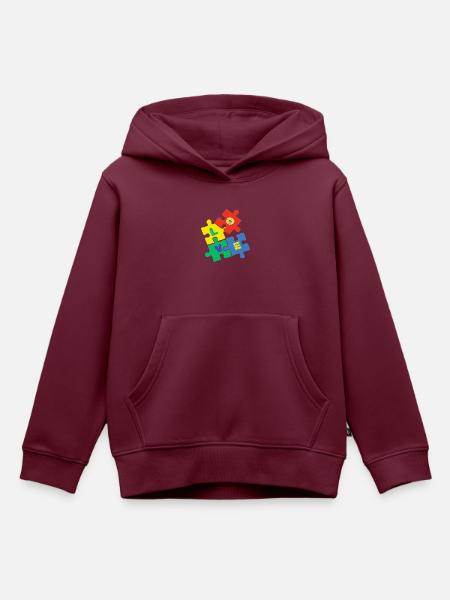 Liebes-Puzzle - Kinder Premium Organic Hoodie - Burgunderrot