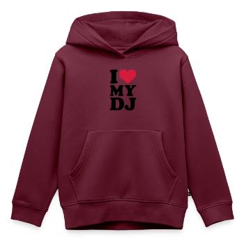 DJ - Kinder Premium Organic Hoodie - Burgunderrot - Vorne - AI Model Kid Female (0cm)