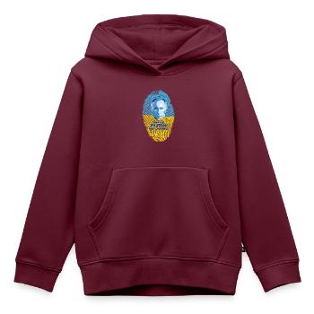 Wanted: PUTIN - Kinder Premium Organic Hoodie - Burgunderrot - Vorne - AI Model Kid Female (0cm)