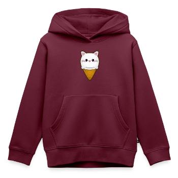 Ice Cream Cat Eiscreme Eis Katze Vanille Eiskugel - Kinder Premium Organic Hoodie - Burgunderrot - Vorne - AI Model Kid Female (0cm)