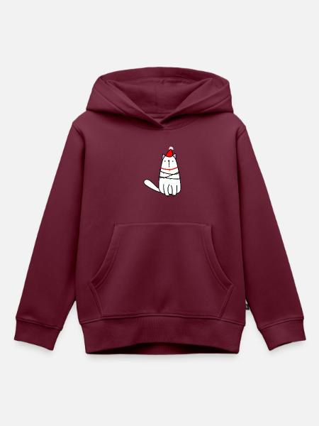 Katze Weihnachten Unschuldig - Kinder Premium Organic Hoodie - Burgunderrot